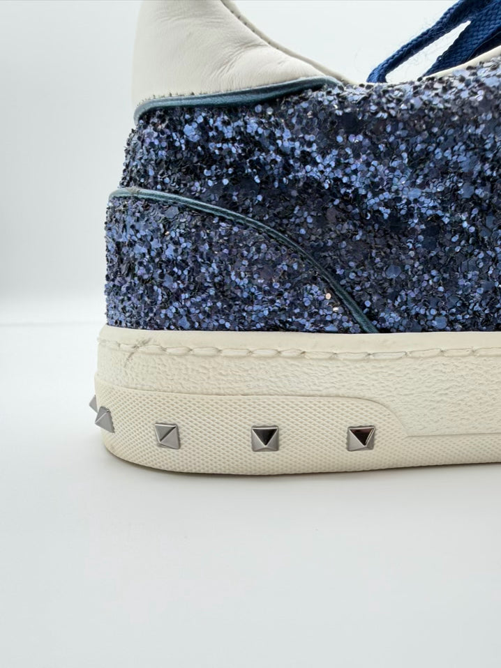 VALENTINO GARAVANI WMNS Size 38 Blue & White Sparkle Sneakers