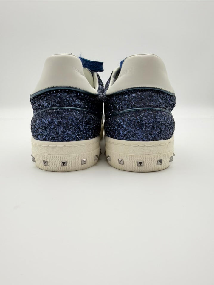 VALENTINO GARAVANI WMNS Size 38 Blue & White Sparkle Sneakers