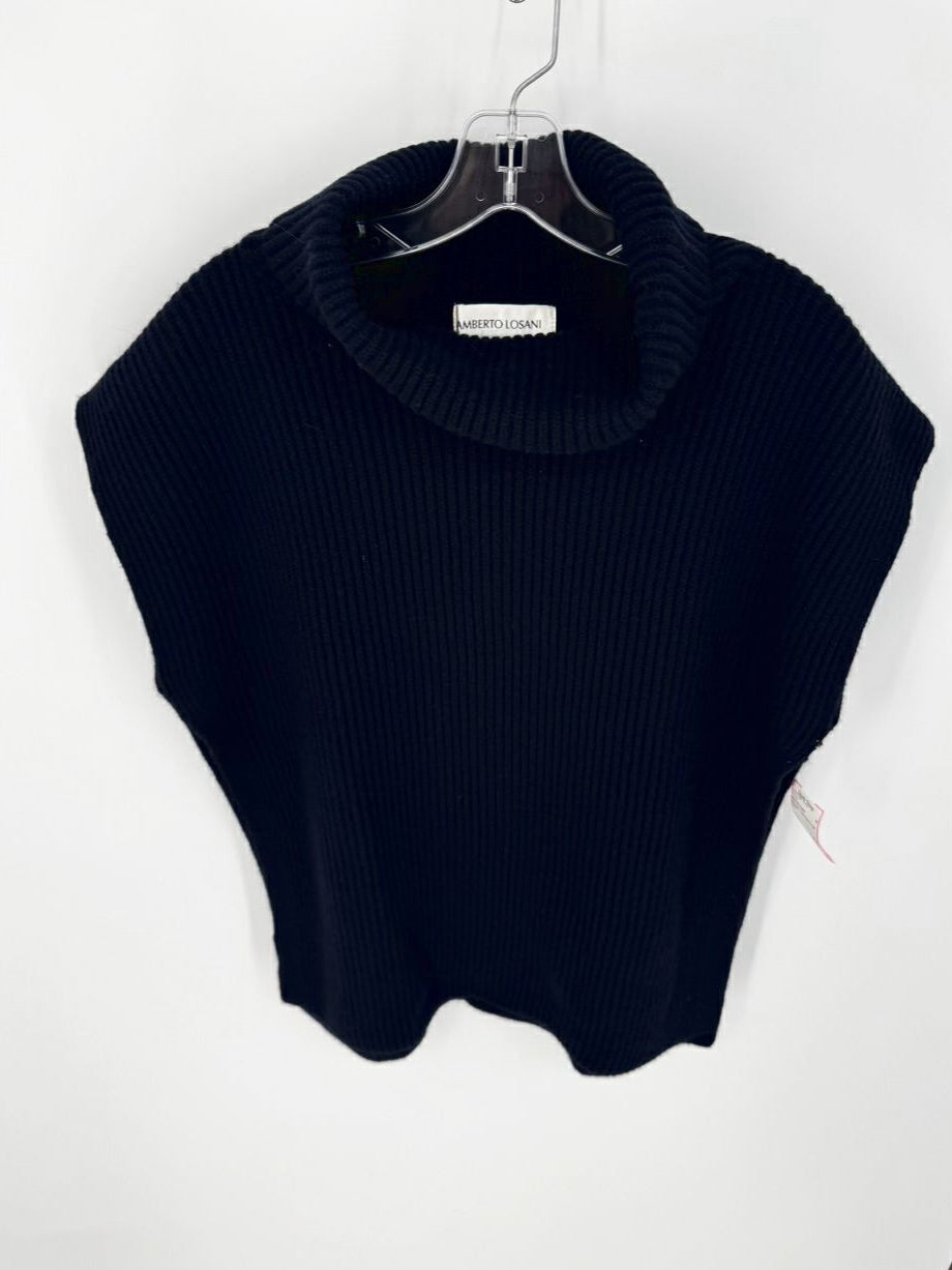 LAMBERTO LOSANI Size 46 Midnight Cashmere Cowl Neck Poncho