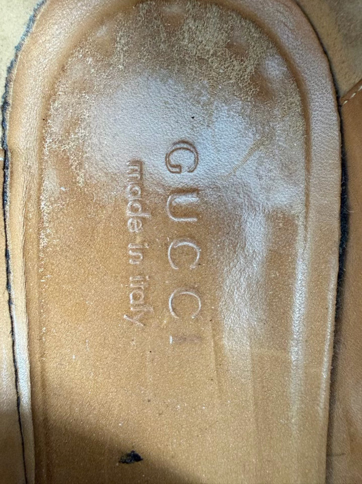 GUCCI Size 7 Black Leather Loafers
