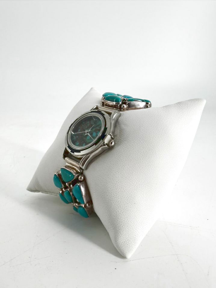 STERLING SILVER Blue Kingman Turquoise Watch