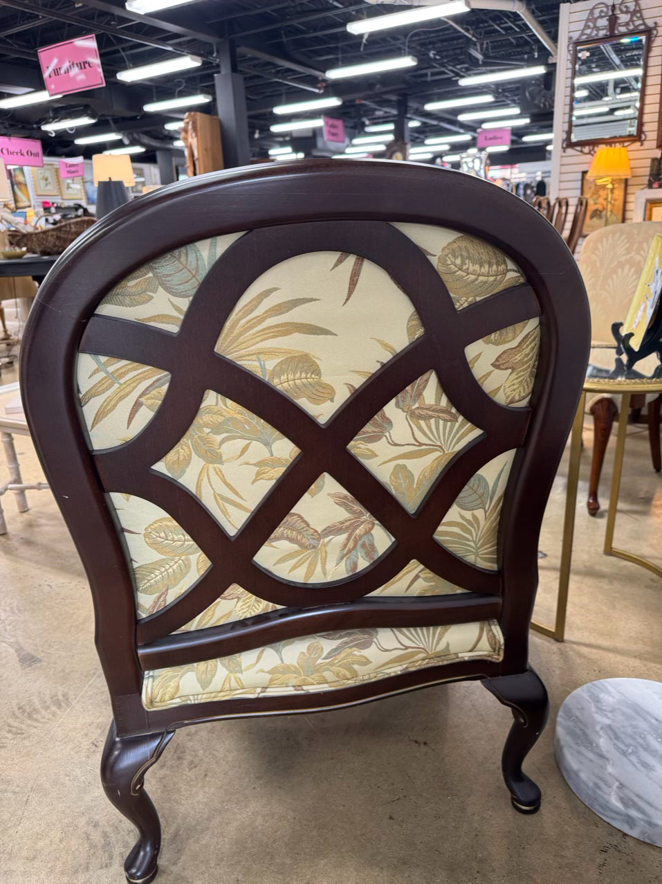 Cream & Gold Leaves Upholstered Louis XV Chair