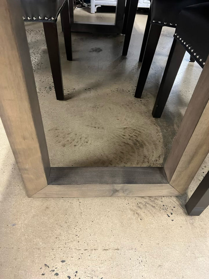 Gray Wood Dining Table & 6  Nail Head Chairs