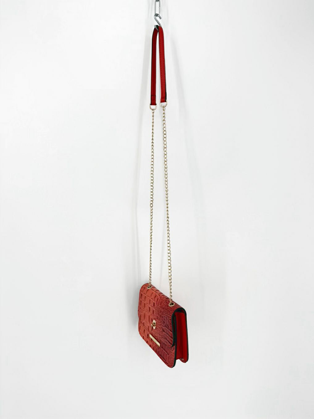 BRAHMIN Orange Leather Embossed Crossbody Bag