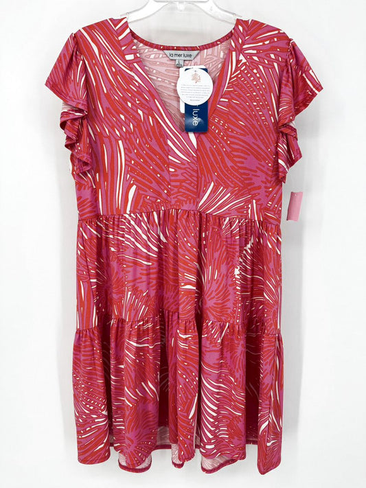LA MER LUXE Size L Pink & Red Print Brooke Dress NWT