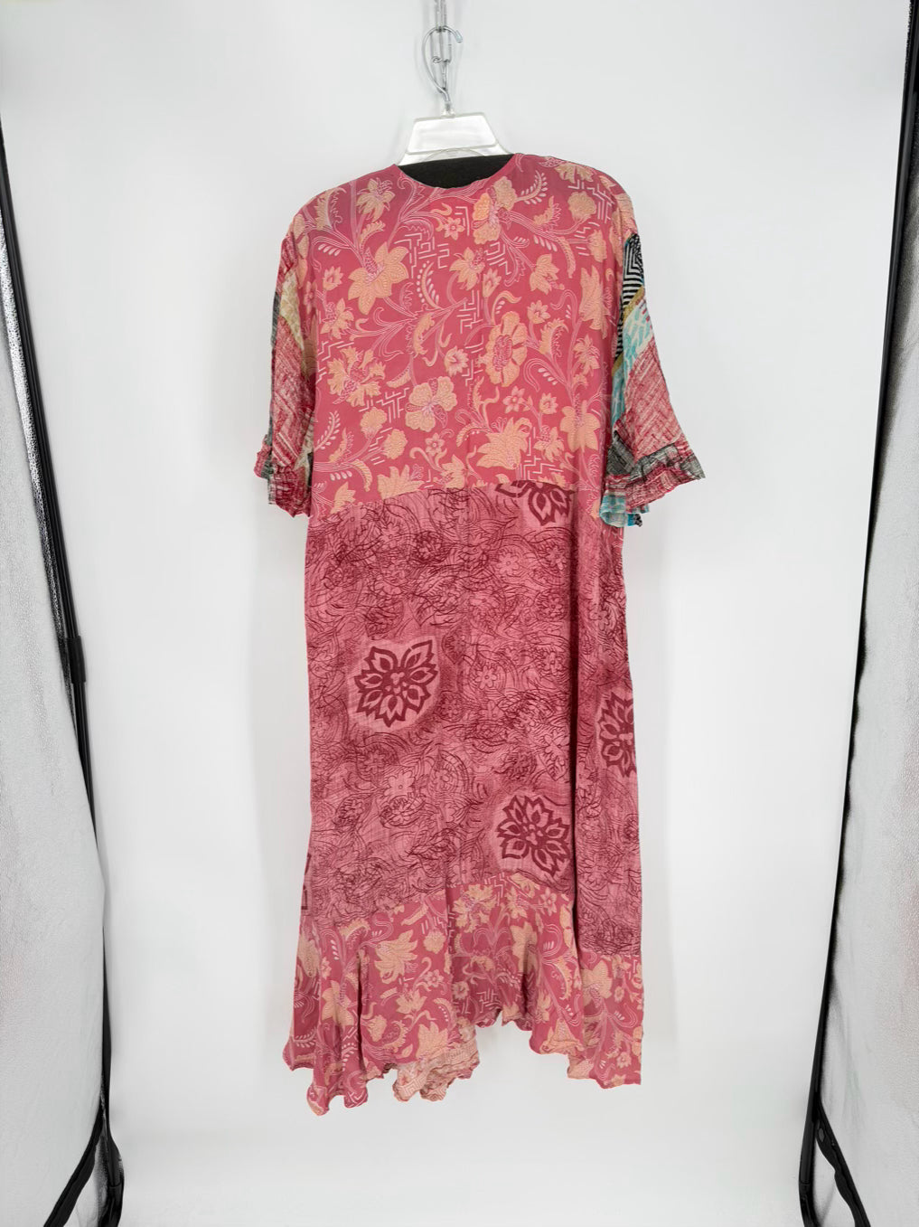 KANTHA BAE Size Wmn's Free Size Pink Ruffle Print Wrap Dress