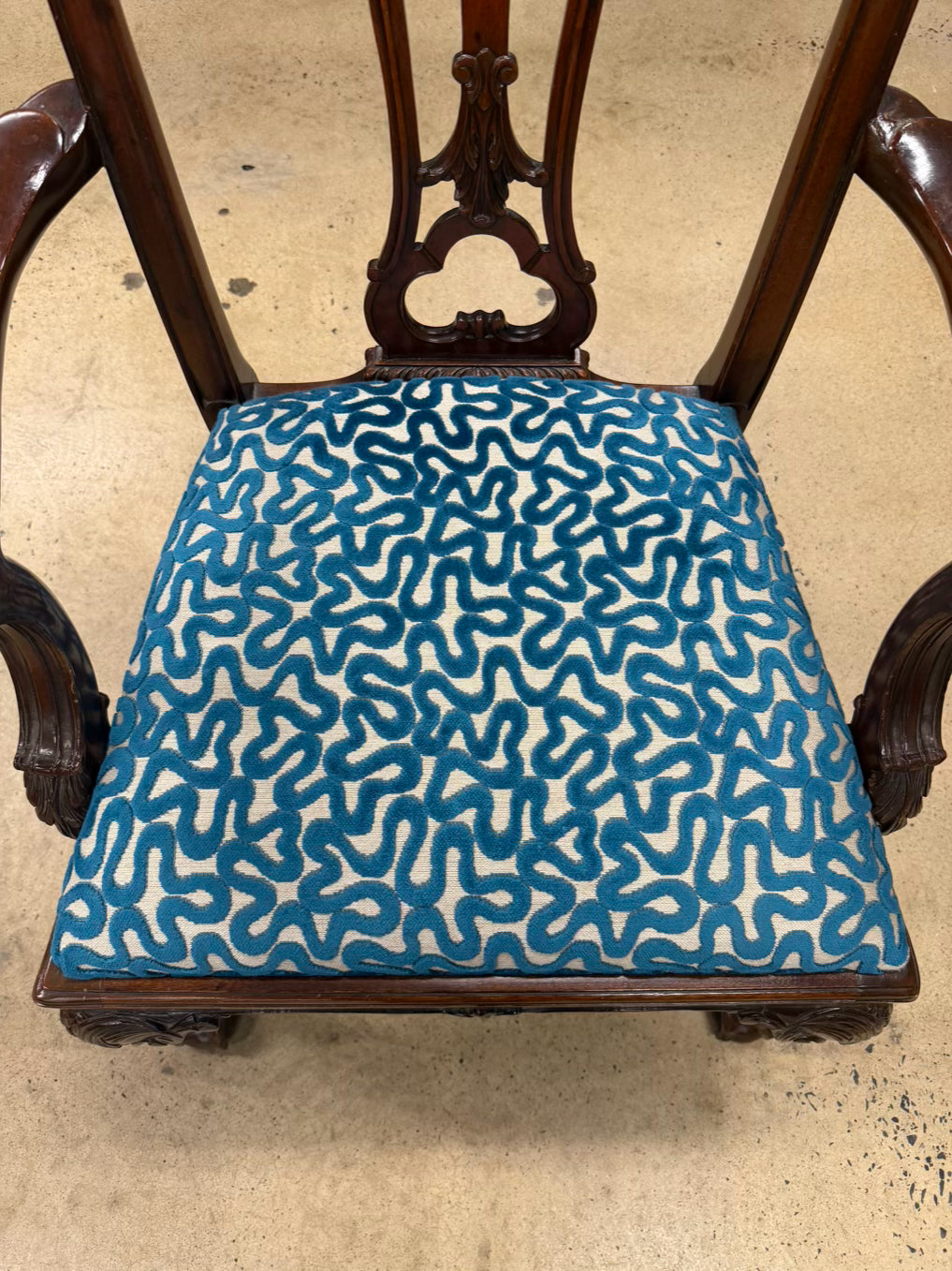Queen Ann Wood Arm Chair w/ Ball & Claw Feet