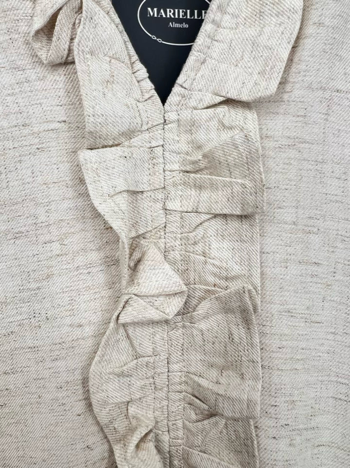 MARIELLE ALMELO Size XL Beige Linen Blend Maxi-Dress