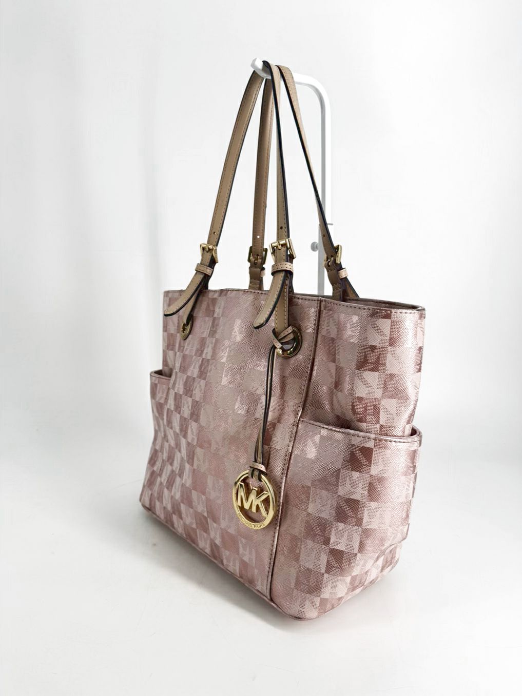MICHAEL KORS Pink Metallic Monogram Purse