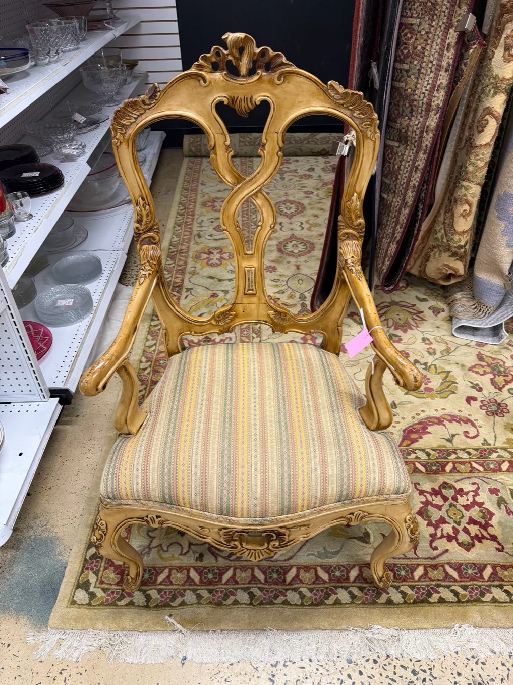 Light Resin Queen Ann Chair w/ Fabric Seat