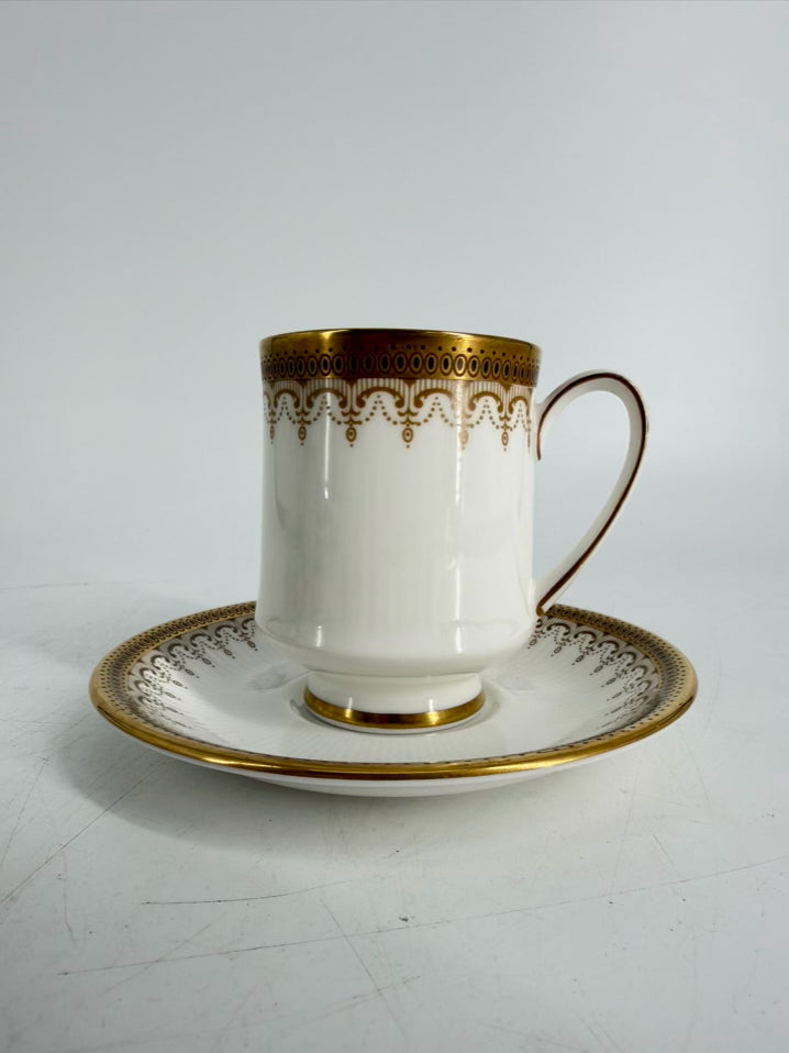 ROYAL ALBERT White & Gold Bone China Cup & Saucer Set Of 6