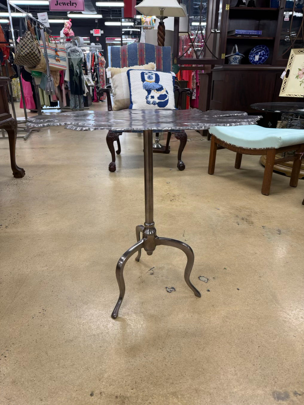 Silver Metal Occasional Table w/ Uneven edge