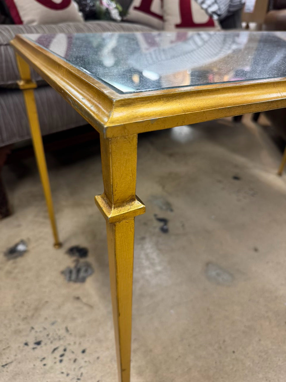 LILLIAN AUGUST Gold Mirror Top Coffee Table