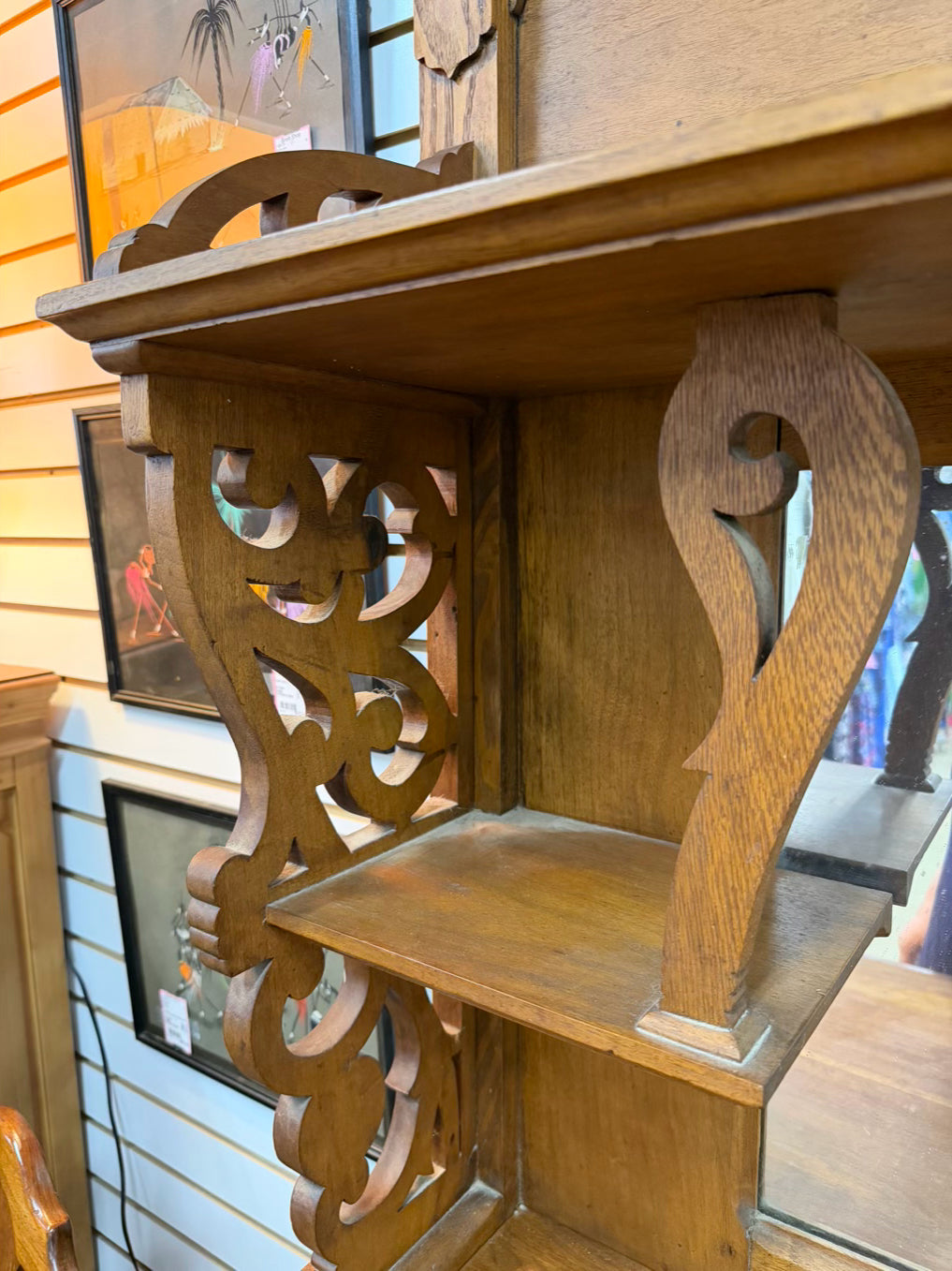 VICTORIAN Oak Side Board 2 Piece