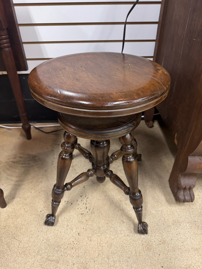 Wood Round Ball & Claw Feet Piano Stool