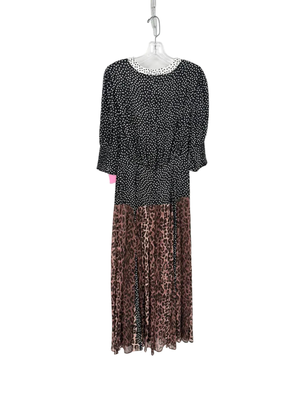 RIXO Size Wmn's XS black & brown Print Midi-Dress