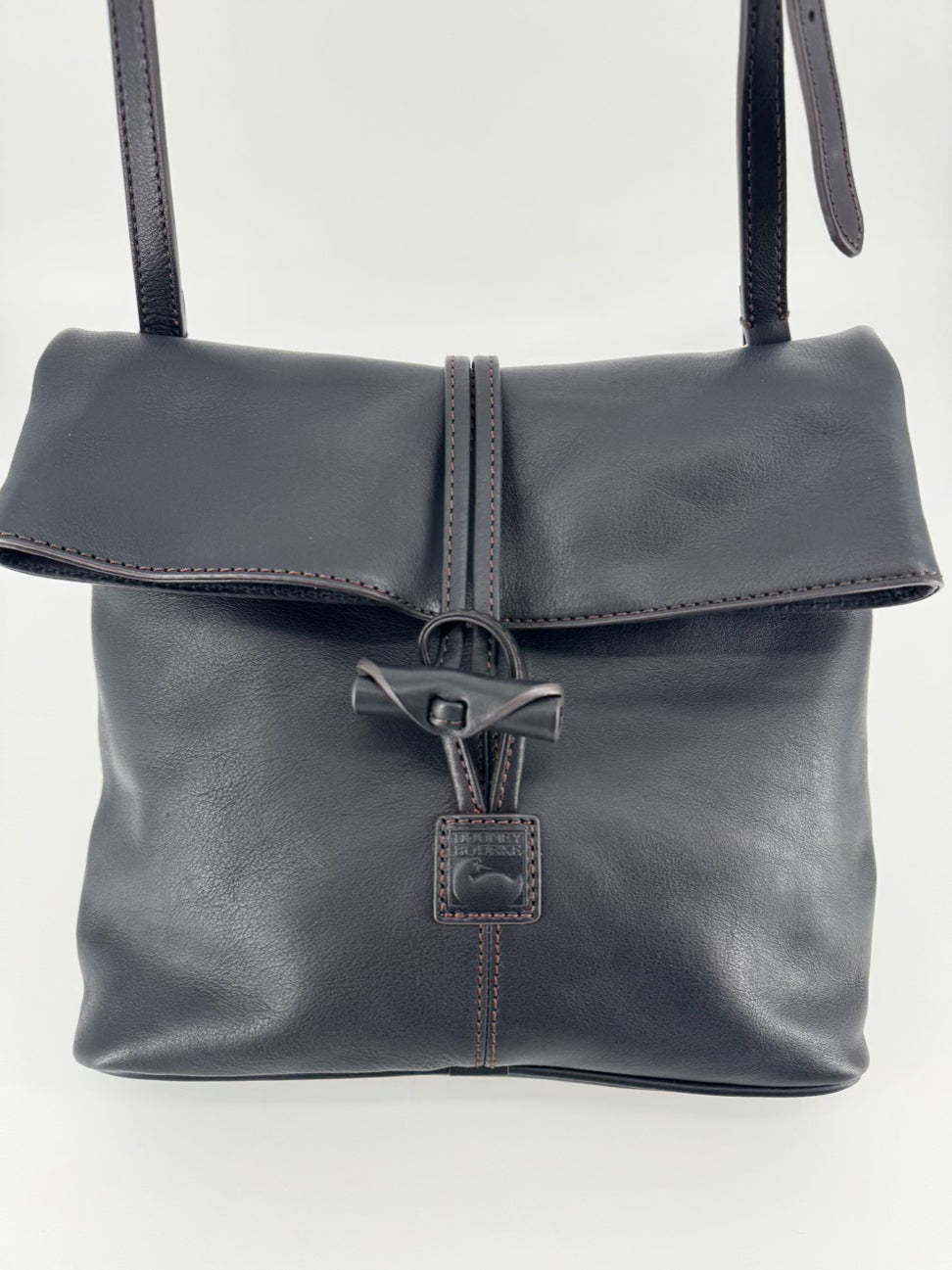 DOONEY & BOURKE Black Leather Crossbody Bag With Toggle Closure