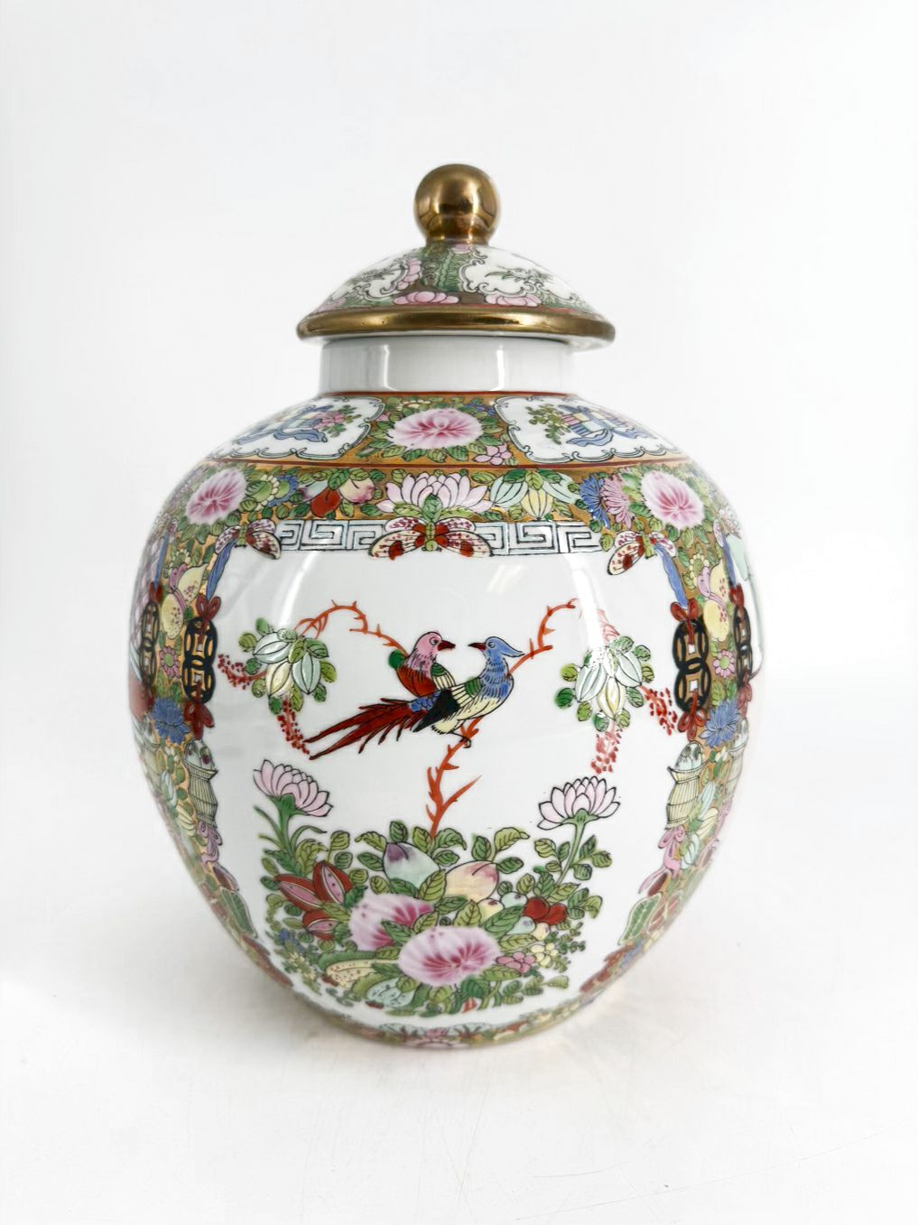 Pink, White & Green Porcelain Famille Rose Ginger Jar