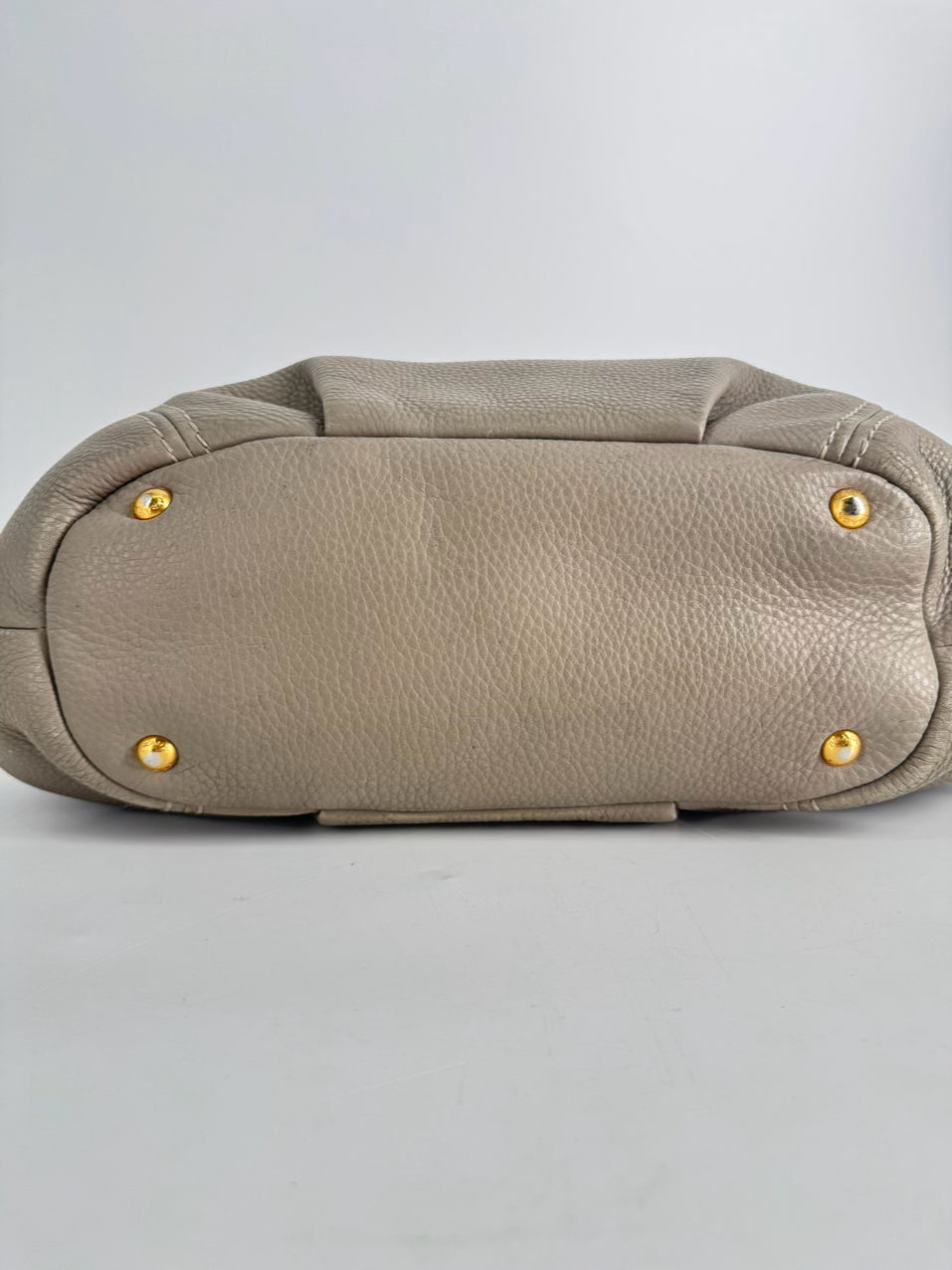 PRADA Gray Pebbled Leather Purse