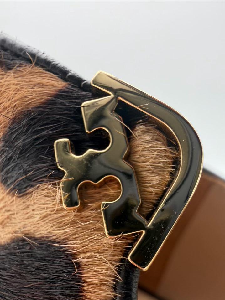 TORY BURCH WMNS Size 8 Tan & Brown Pony Hair Animal Print Heels