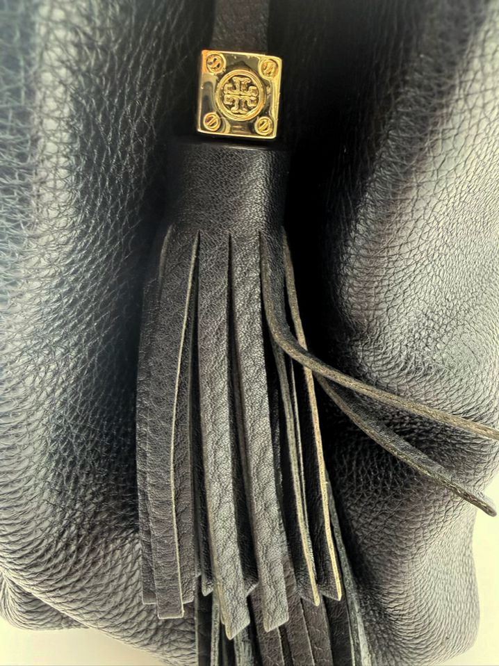 TORY BURCH Black Leather Monogram Purse
