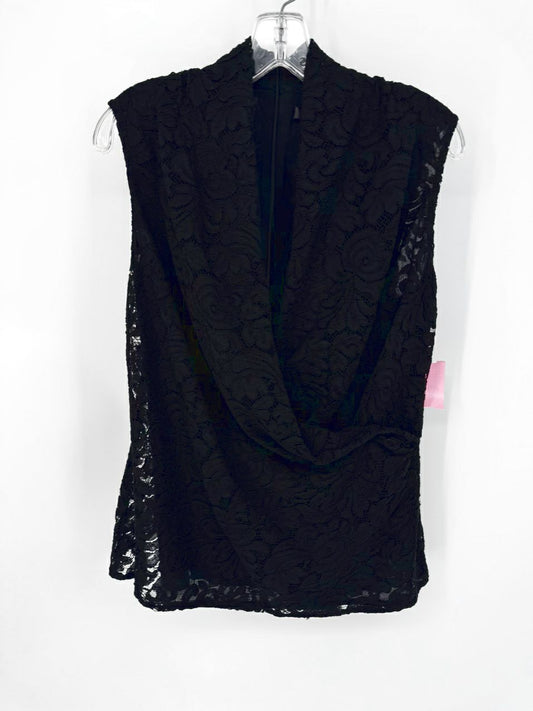 ST JOHN Size 12 Black Lace Sleeveless Top