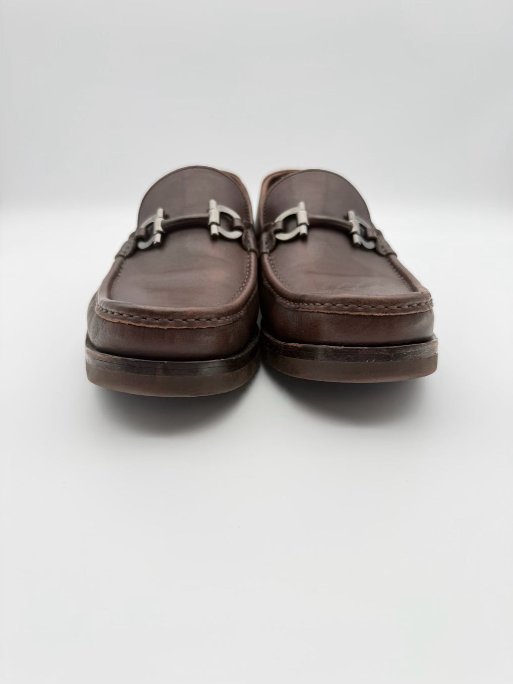 SALVATORE FERRAGAMO MENS Size 10.5 Chocolate Leather Loafers