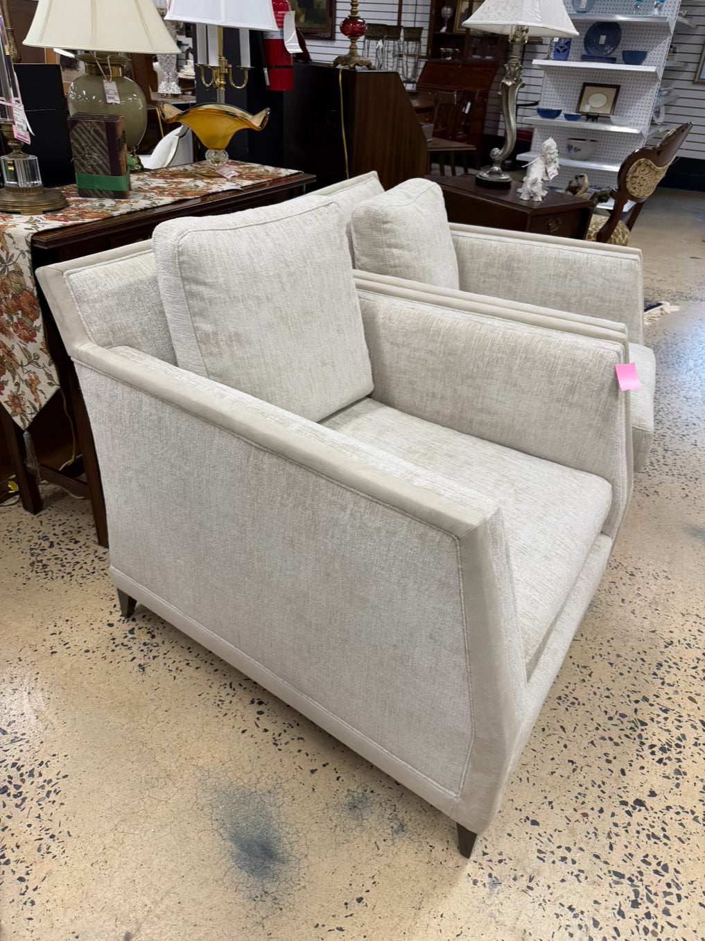 CARACOLE Limitless Chenille Sand Art Deco Pair Of Lounge Chairs