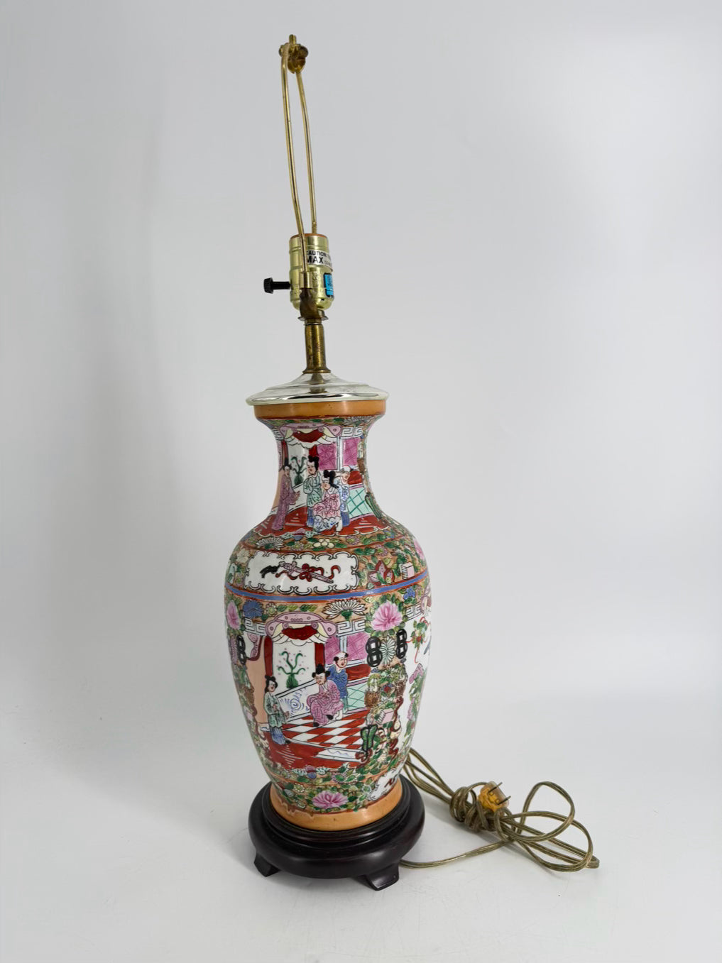 Pink, White & Green Porcelain Famille Rose Lamp