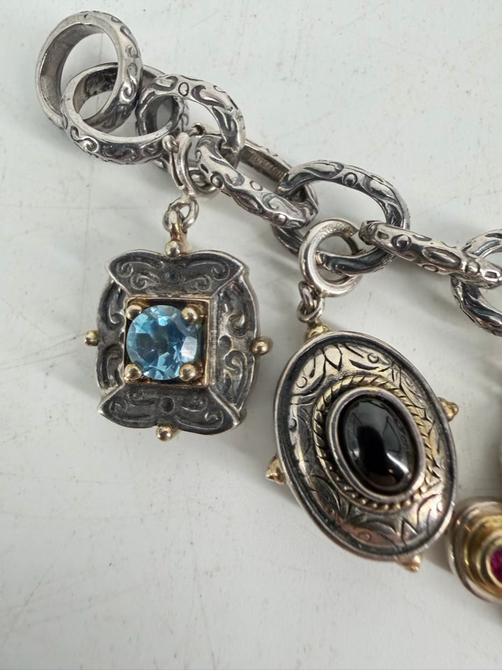 STERLING SILVER & Mixed Metal Cna Charm Bracelet