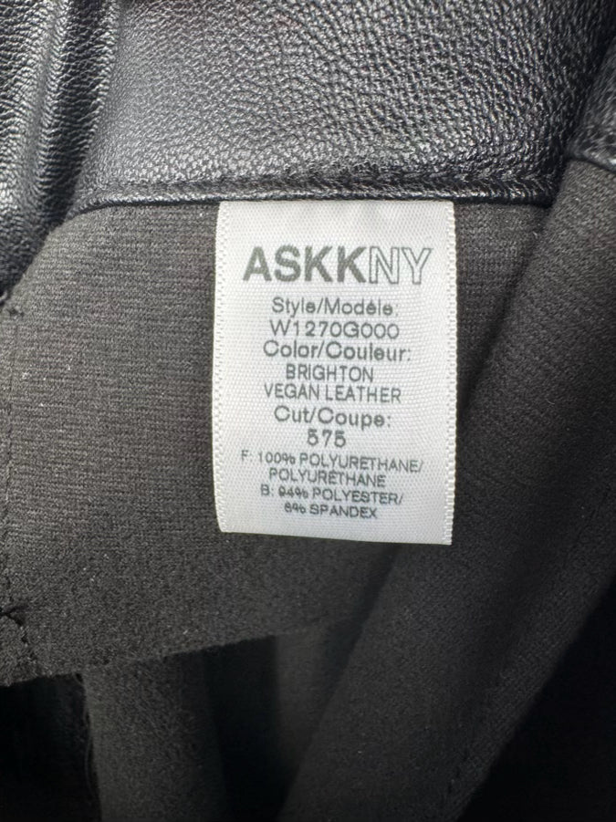ASKK NY Size 28 Black Faux Leather Wide Leg Pants