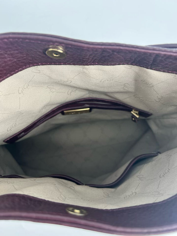 GIGI NEW YORK Wine Leather Hobo Bag