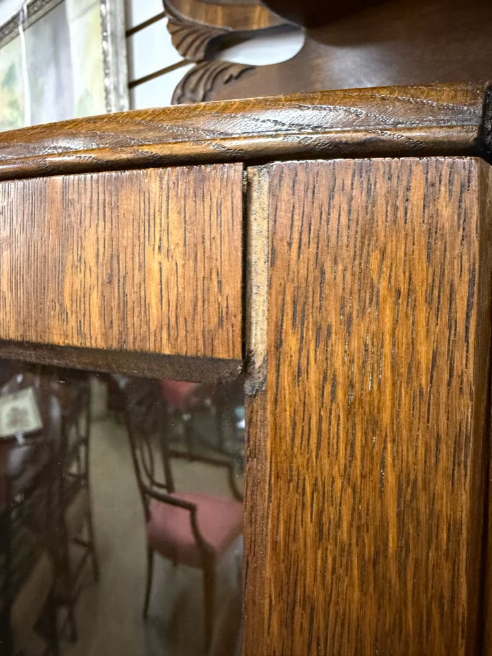 ANTIQUE Medium Oak Rounded Side by Side Secretary No Shelves