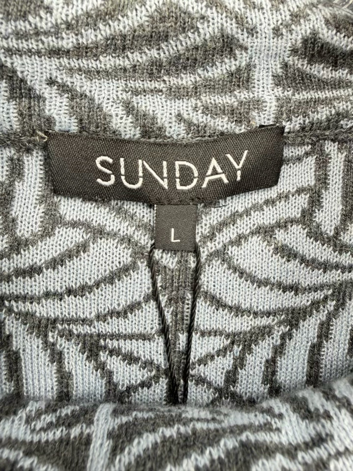 SUNDAY Wmn's Size L Blue & Gray Cowl Neck Knit Top NWT