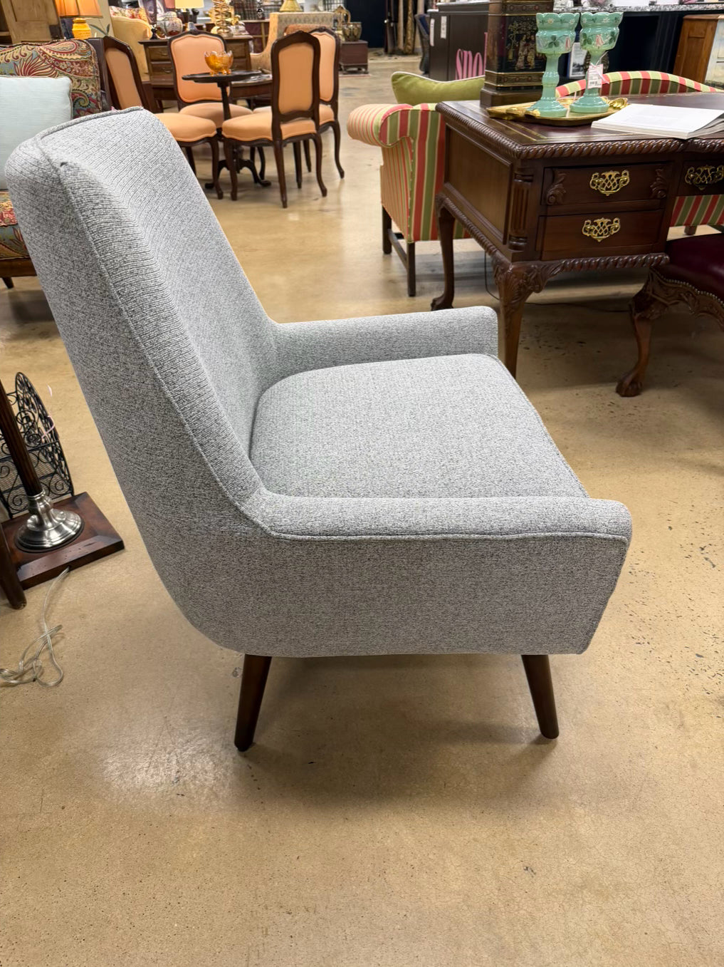 Gray Mid Century Look Chair & Ottoman Set
