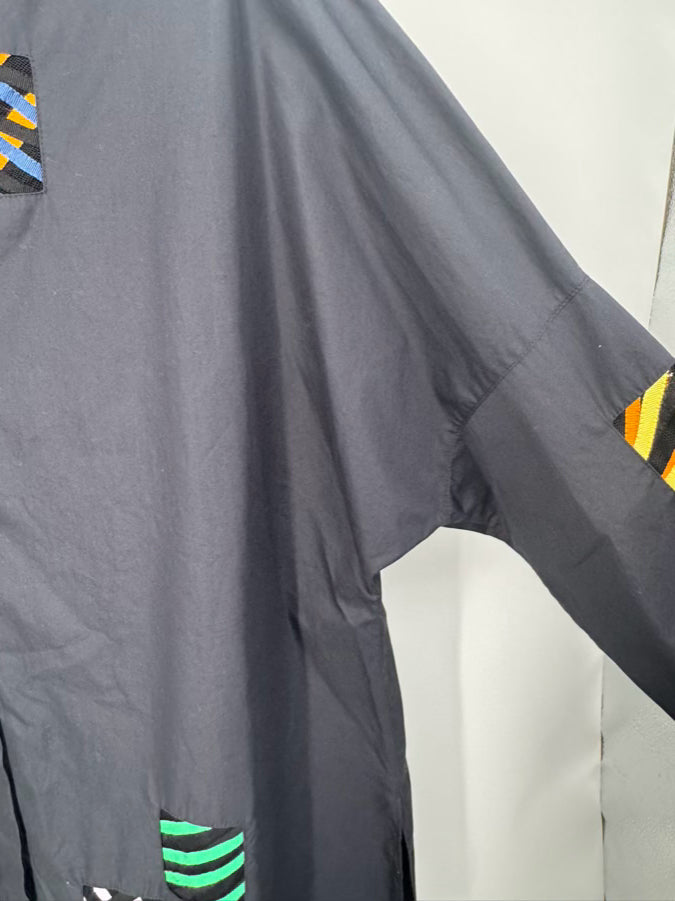 AKRIS Size 18 Black Patches Blouse