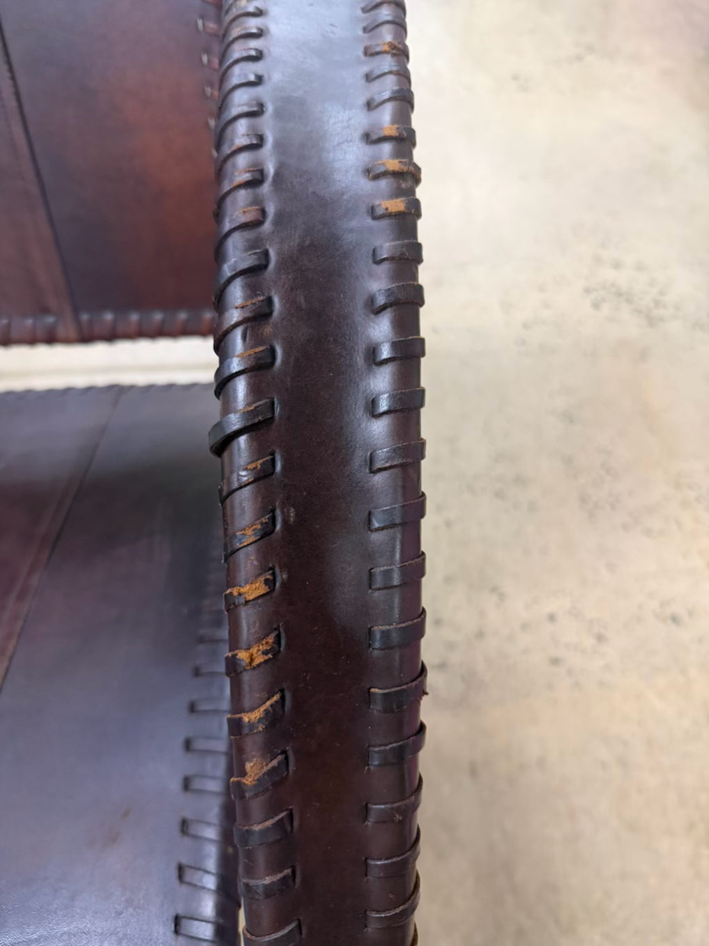 Brown Leather & Metal Rocking Chair
