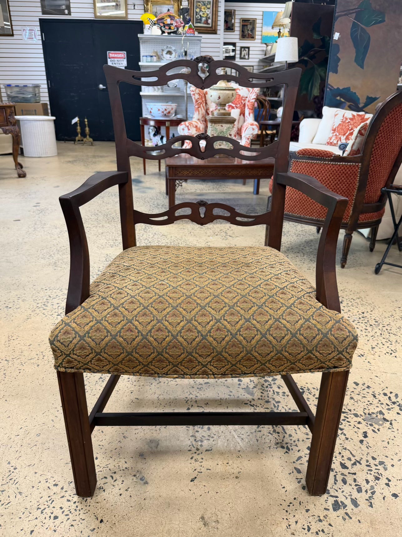 VINTAGE Wood Dining Set Of Table & 6 Ribbon Back Chairs w/ Leaves