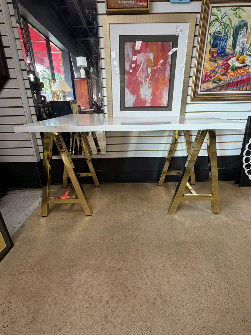 Gold Cross Base Desk w/ White Top
