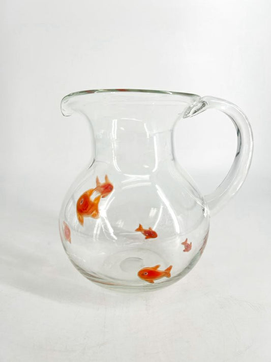 MURANO Glass Orange Fish Pitcher