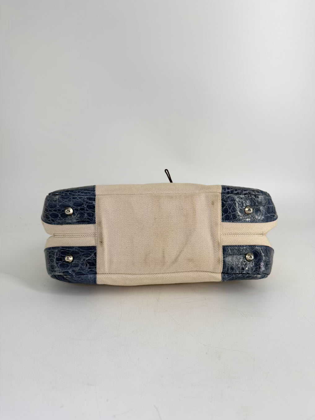 VINTAGE MARIO HERNANDEZ Canvas & Crocodile Embossed Leather Butterfly Shoulder Bag