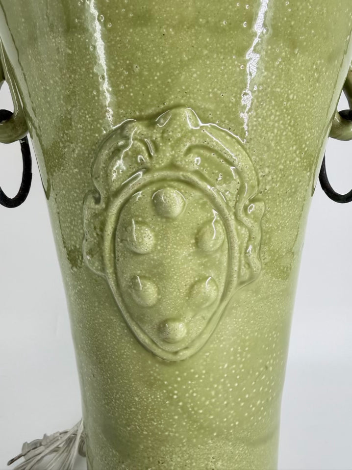 Green Ceramic Lamp w/ Handles