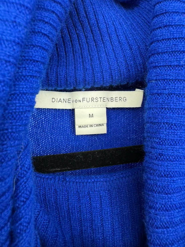 DIANE VON FURSTENBERG Size M Cobalt Cashmere Cowl Neck Sweater