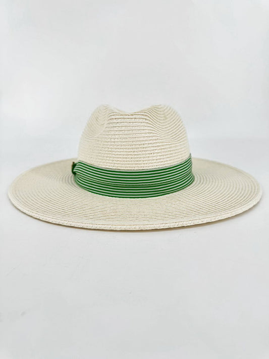 DORFMAN PACIFIC Natural & Green Straw Unisex Hat NWT
