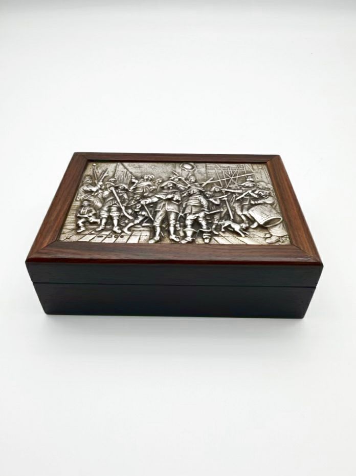 Brown & Silver Rembrandt's Night Watch Trinket Box