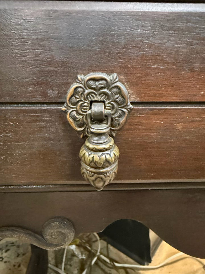 VINTAGE Dark Wood China Cabinet w/ Glass Door
