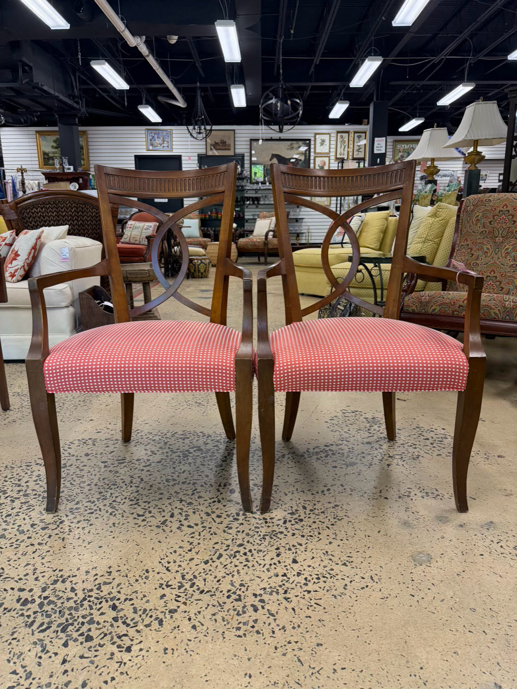 VINTAGE Wood Pair of Arm Chairs