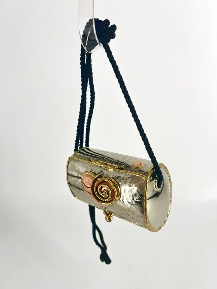 Copper Gold Tone Heart Detail Evening Bag