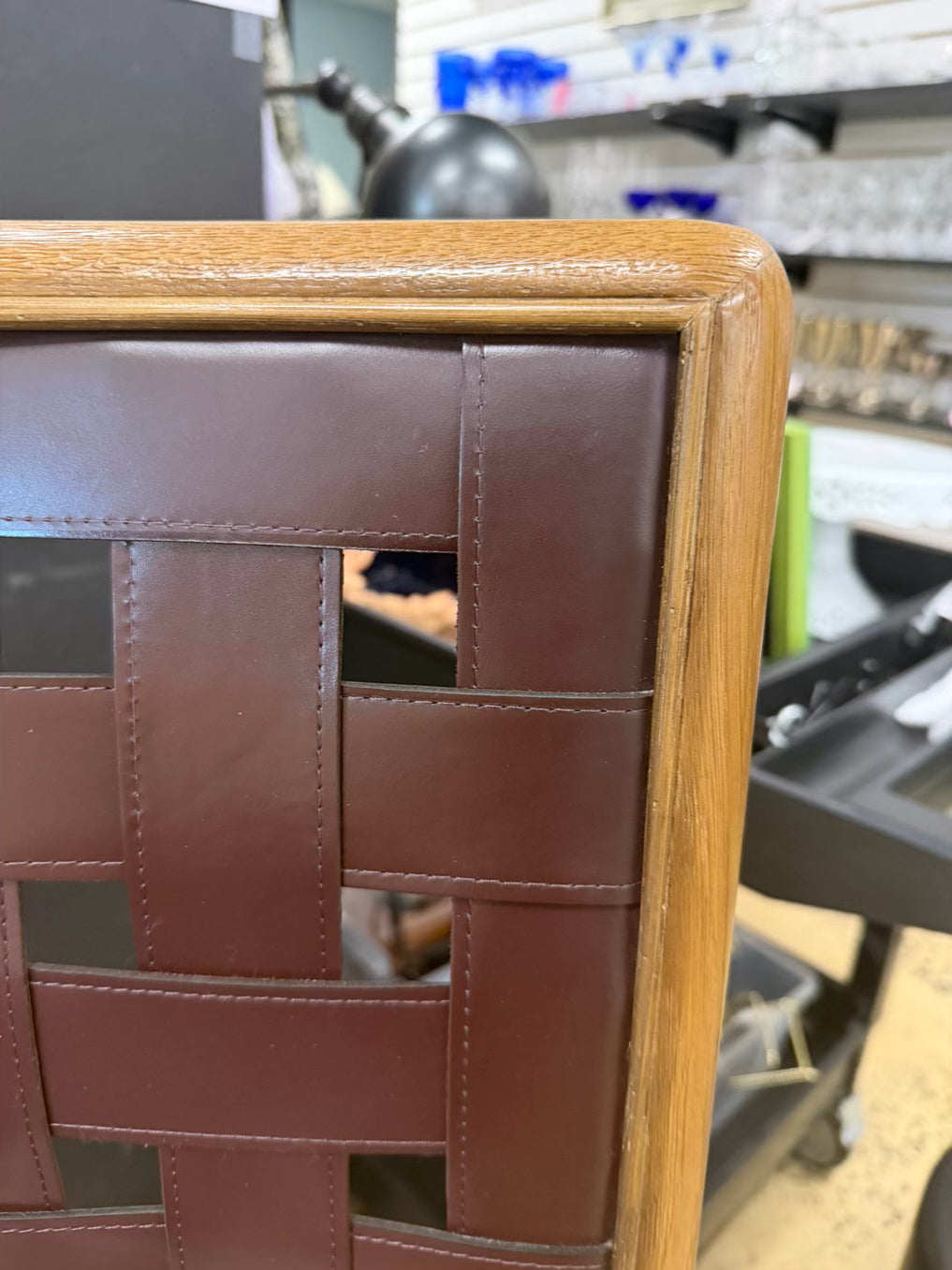 REVIVAL Brown Leather & Metal Pair Of Bar Stools