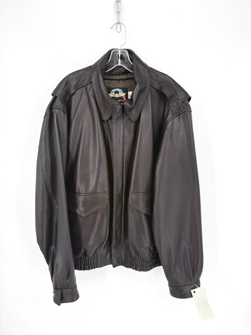 VINTAGE COOPER Men's Size XL Dark Brown Goat Skin Leather Flight Jacket